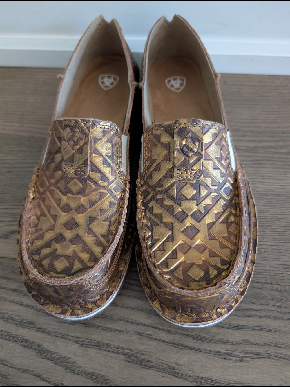Ariat Women's Gold-Brown Patterned Slip-On Loafers